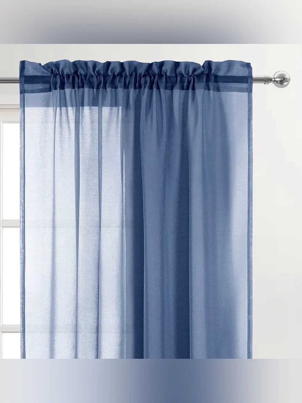 DWCN Sheer Voile Rod Pocket Curtains Dusty Blue 42 × 45 inches Long, 2 Panels